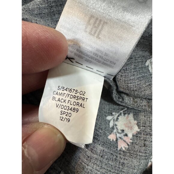 Gap Floral Print Black Dress Size 14 Rouched Back BabyDoll Whimsy Goth Coquette - Picture 9 of 9